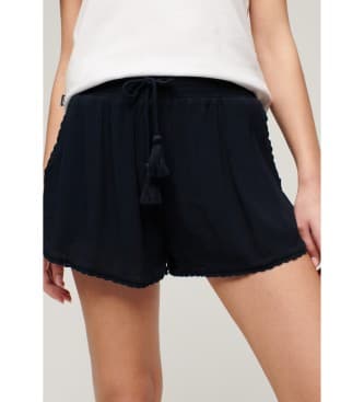Superdryvoor vrouwen. W7110423A Marine strandshort (S), Casual, Viscose, Marineblauw