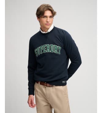 Superdryvoor mannen. M2014590A Sweater Athletic Applique Relaxed marineblauw (S), Casual, Katoen