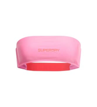 Superdryvoor vrouwen. W3010388A Bandeau bikinitopje met roze logo (XL), Strandkleding, Gerecycled polyester, Duurzaam