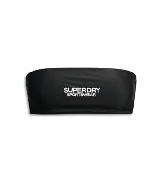 Superdryvoor vrouwen. W3010388A Bandeau bikinitop met logo zwart (S), Strandkleding, Gerecycled polyester, Duurzaam