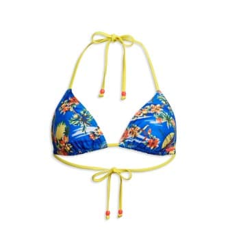 Superdryvoor vrouwen. W3010397A Triangel bikinitop met blauwe bandjes (XL), Strandkleding, Gerecycled polyester, Duurzaam