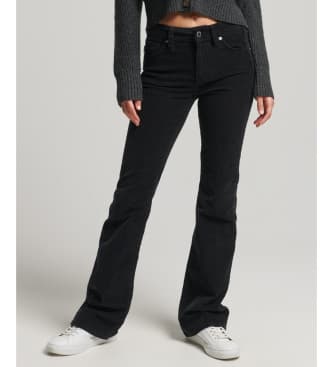 Superdryvoor vrouwen. W7010445A Uitlopende, halfhoge corduroy skinny jeans zwart (26/33), Casual, Katoen