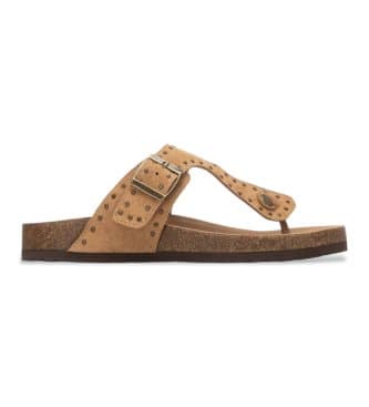 Xtivoor vrouwen. 14536301-CAMEL Sandalen 145363 bruin (40), Plat, Suède, Gesp, Casual, Sportief
