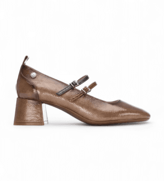 Xtivoor vrouwen. 14425501-BEIGE Schoenen 144255 bruin (37), 3 tot 5 cm, Gesp, Casual, Feest, Klassiek, Lakleer