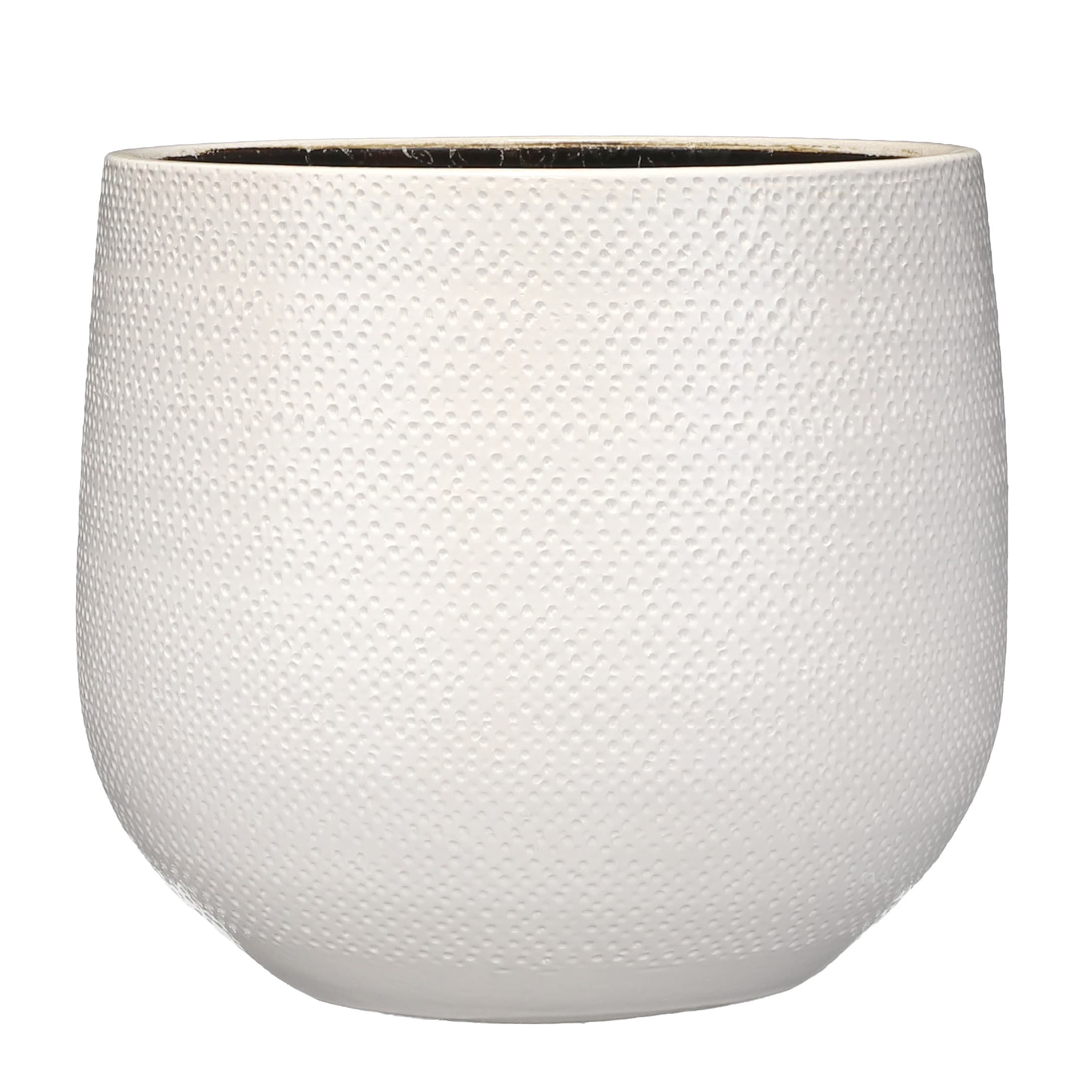 Mica Decorations Plantenpot - wit - geribbeld - keramiek - 25x29cm