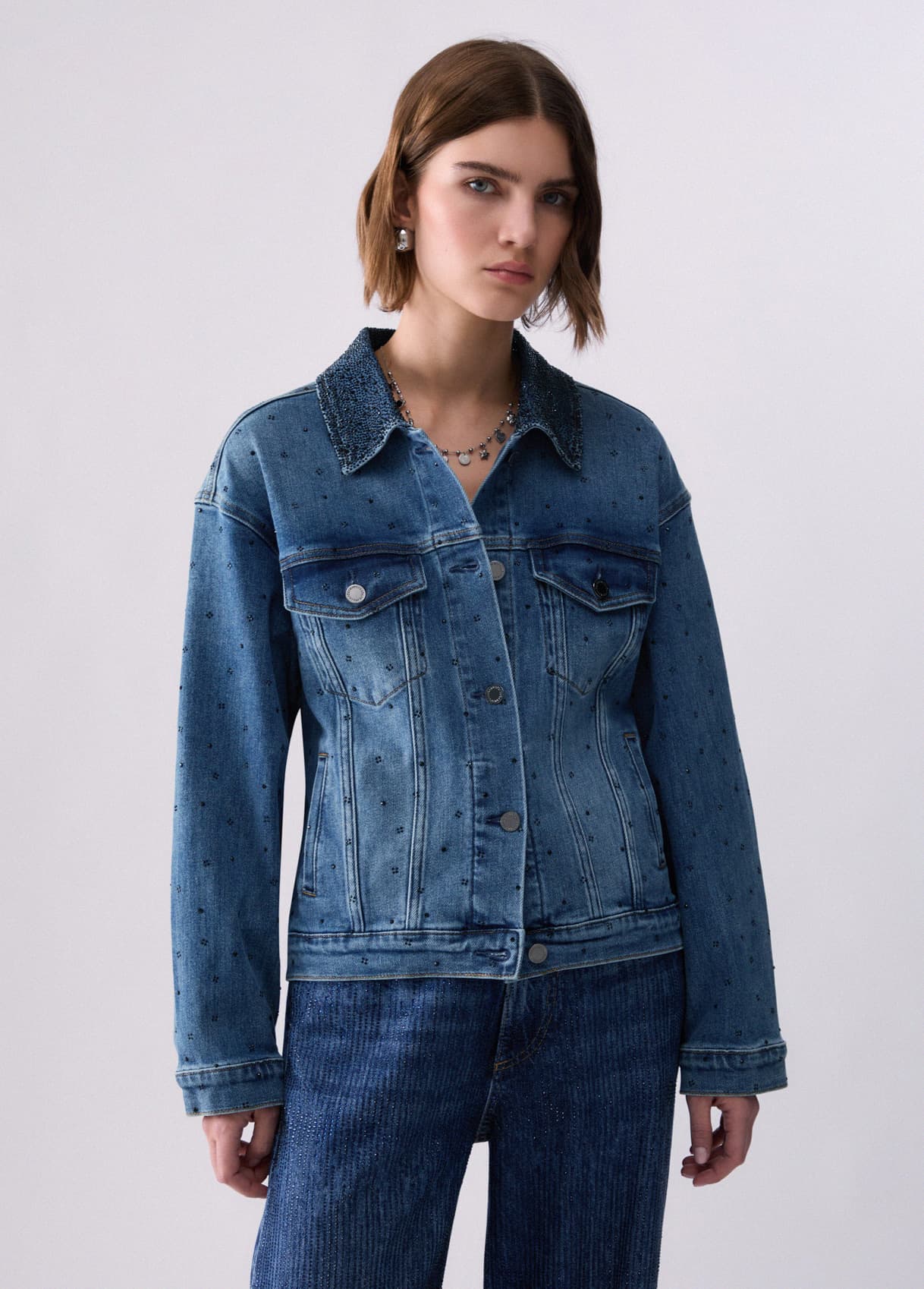 Liu Jo Veste En Denim Avec Micro Strass