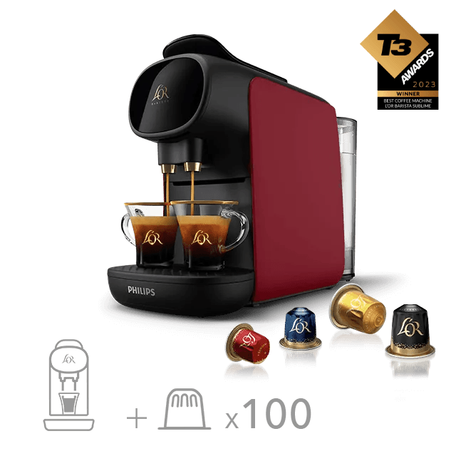 Machine + 100 Capsules - L'OR Barista Sublime Sunset Rubis