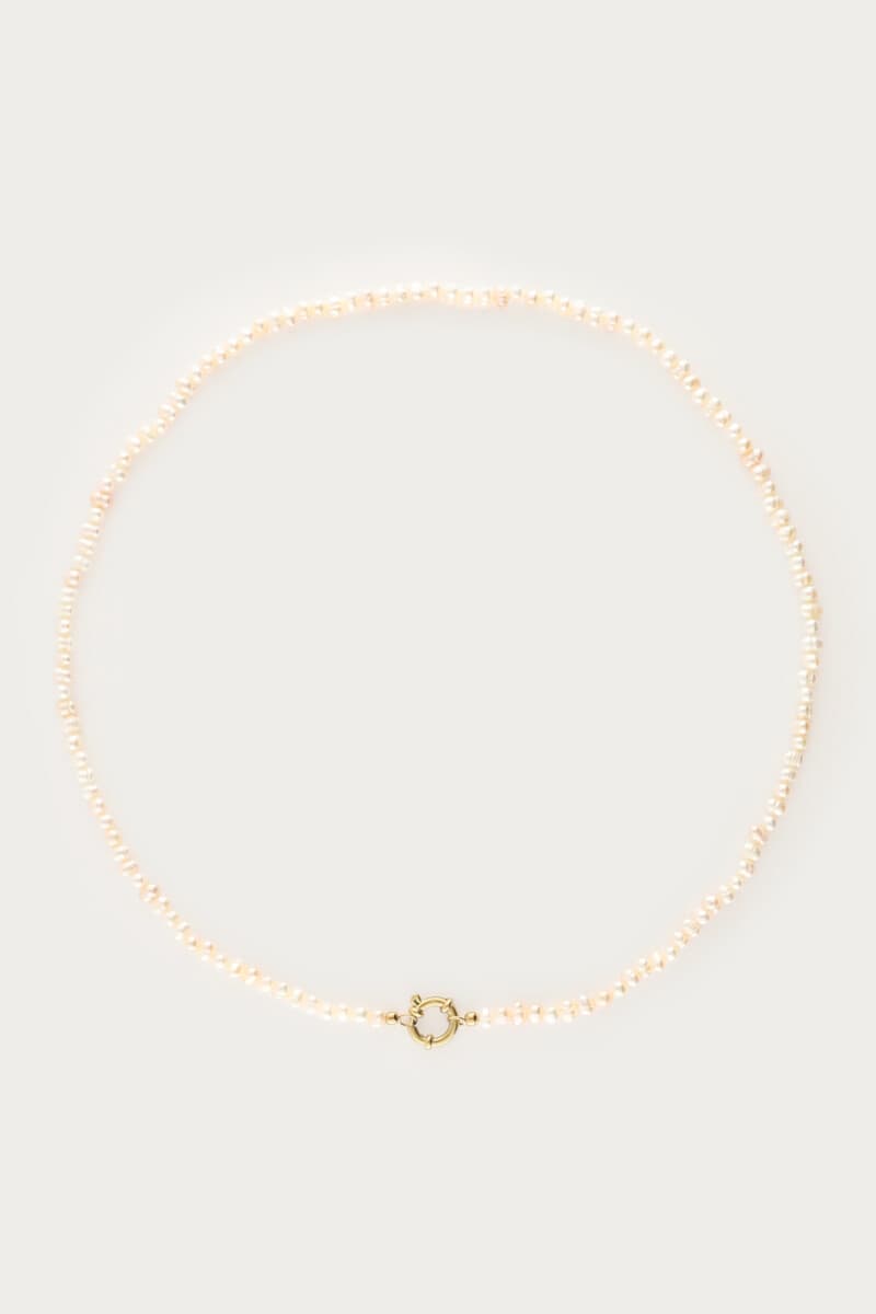 Ketting met slotje en zoetwaterparels medium