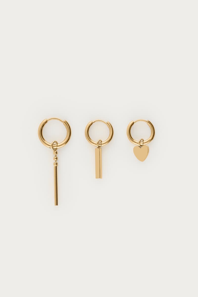 Dreier-Set Ohrringe mit Herz | My Jewellery