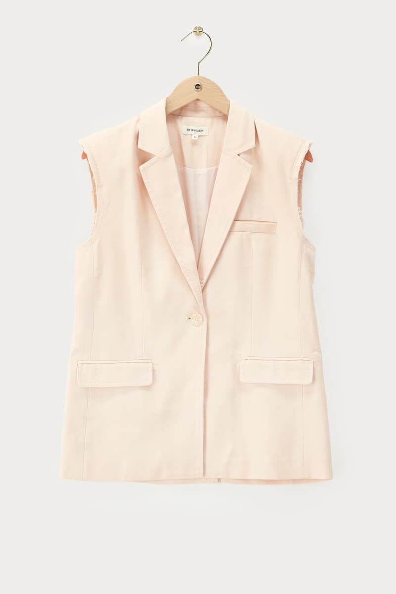 Wit gilet met stiksels