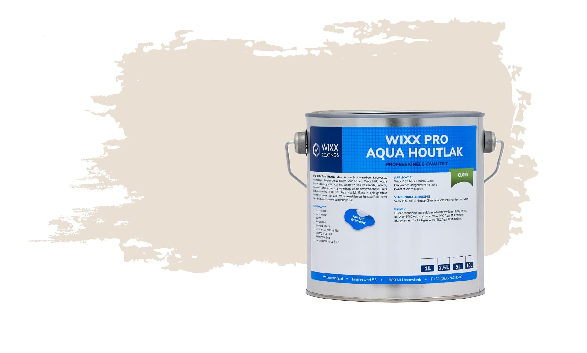 Wixx PRO Aqua Houtlak Gloss RAL 9001 | Crèmewit 1L
