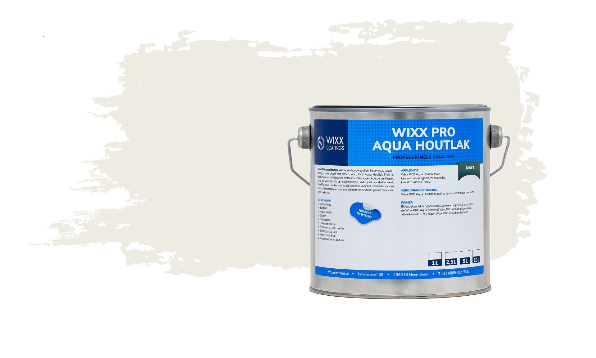 Wixx PRO Aqua Houtlak Matt RAL 9010 | Zuiver Wit 1L