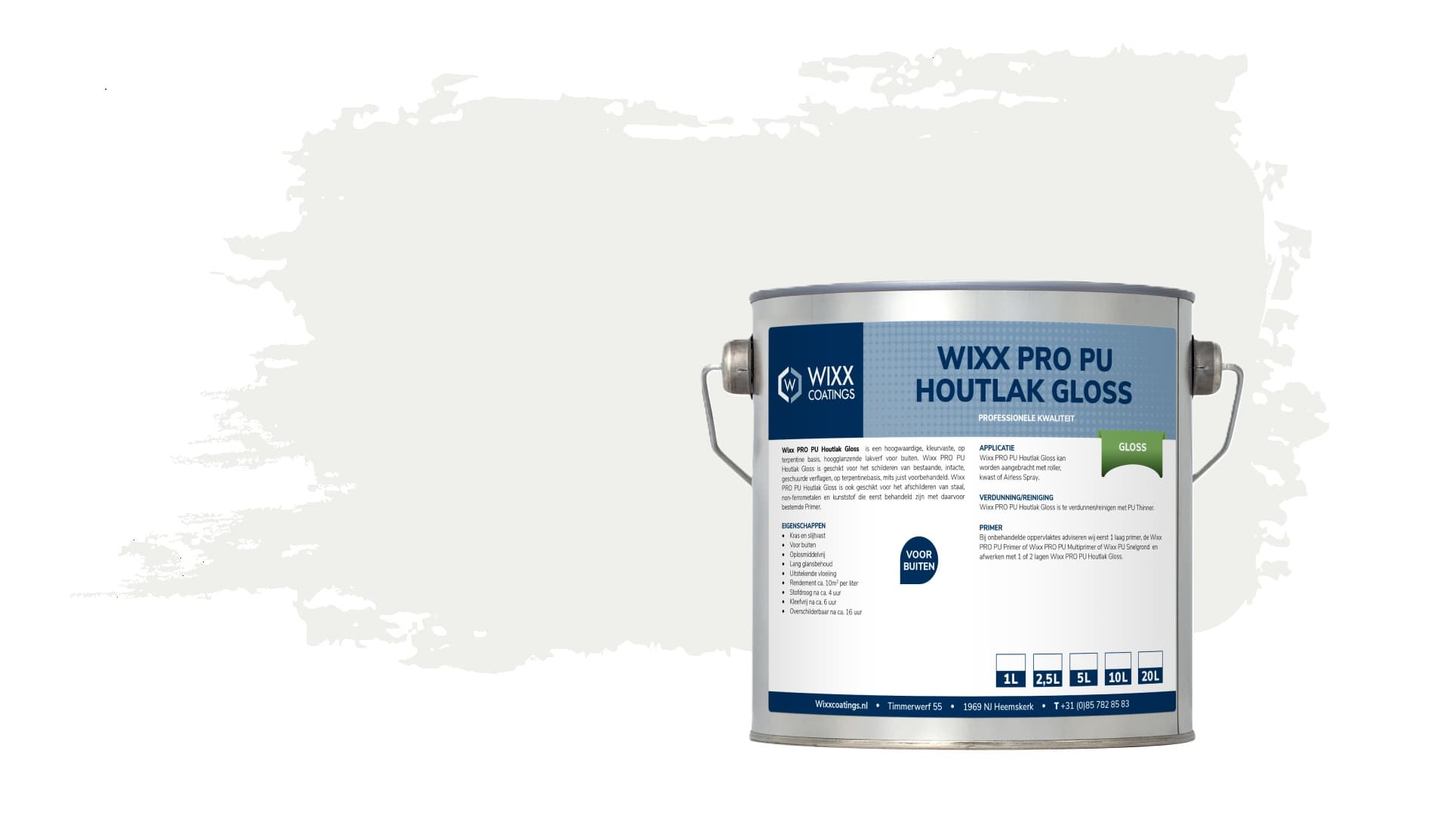 Wixx PRO PU Houtlak Gloss RAL 9016 | Verkeerswit 1L